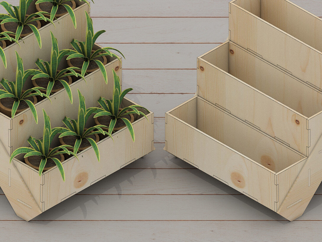 Intra απο ξύλο plywood 3mm-4mm πάχος - Floral Planter Box Laser  Files 255 Δίασταση 30x20 cm INTRAFABR-53994079