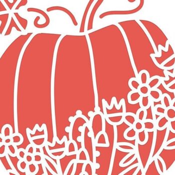 Intra απο ξύλο plywood 3mm-4mm πάχος - Floral Pumpkin Card  Cut File Δίασταση 5x5 cm INTRAFABR-40529390 - Image 1