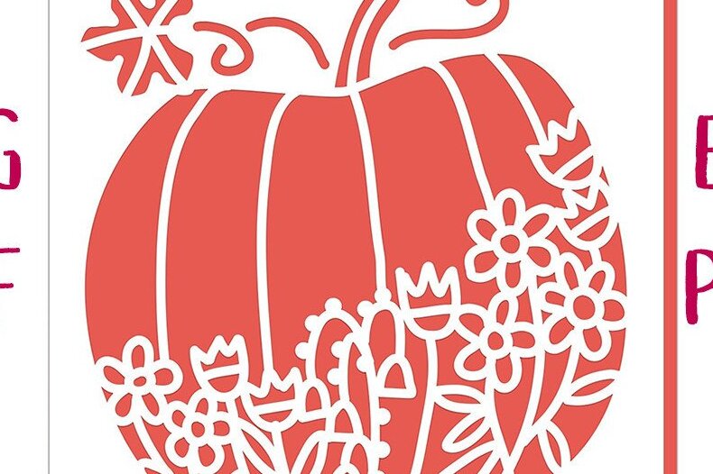 Intra απο ξύλο plywood 3mm-4mm πάχος - Floral Pumpkin Card  Cut File Δίασταση 5x5 cm INTRAFABR-40529390