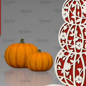 Intra απο ξύλο plywood 3mm-4mm πάχος - Κόψιμο με λέιζερ φλοράλ κολοκύθας. Φθινοπωρινή κολοκύθα Δίασταση 15x15 cm INTRAFABR-103296521 - Image 1