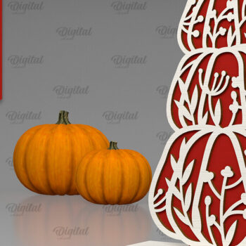 Intra απο ξύλο plywood 3mm-4mm πάχος - Κόψιμο με λέιζερ φλοράλ κολοκύθας. Φθινοπωρινή κολοκύθα Δίασταση 15x15 cm INTRAFABR-103296540 - Image 1