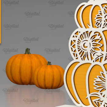 Intra απο ξύλο plywood 3mm-4mm πάχος - Κόψιμο με λέιζερ φλοράλ κολοκύθας. Φθινοπωρινή κολοκύθα Δίασταση 15x15 cm INTRAFABR-103296425 - Image 1