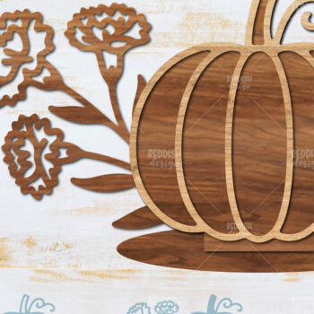 Intra απο ξύλο plywood 3mm-4mm πάχος - Floral Pumpkin Laser Cut Δίασταση 15x15 cm INTRAFABR-104672576 - Image 1