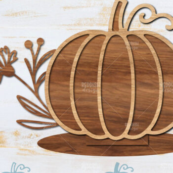Intra απο ξύλο plywood 3mm-4mm πάχος - Floral Pumpkin Laser Cut Δίασταση 15x15 cm INTRAFABR-104672604 - Image 1
