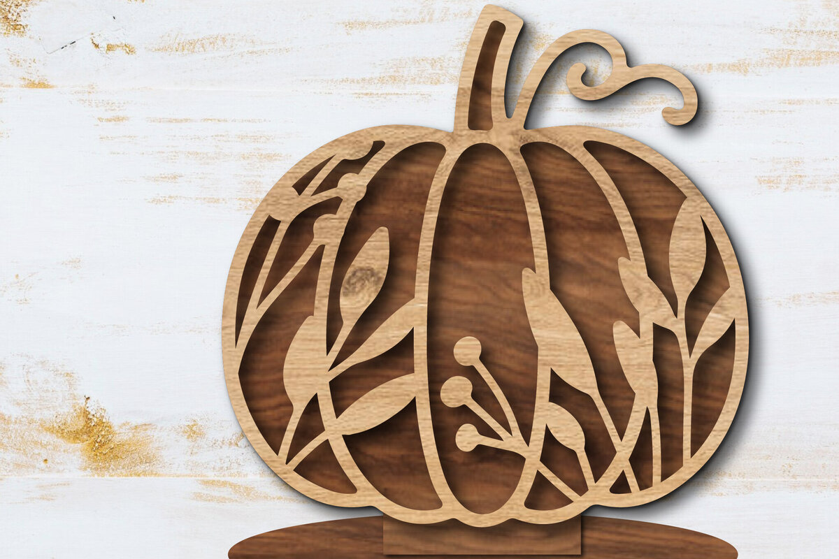 Intra απο ξύλο plywood 3mm-4mm πάχος - Floral Pumpkin Laser Cut  Δίασταση 20x20 cm INTRAFABR-105559991