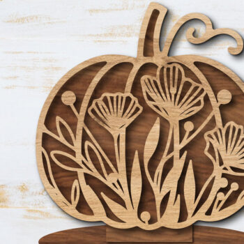 Intra απο ξύλο plywood 3mm-4mm πάχος - Floral Pumpkin Laser Cut Δίασταση 20x20 cm INTRAFABR-105560121 - Image 1