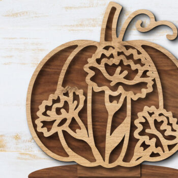 Intra απο ξύλο plywood 3mm-4mm πάχος - Floral Pumpkin Laser Cut Δίασταση 20x20 cm INTRAFABR-105560149 - Image 1