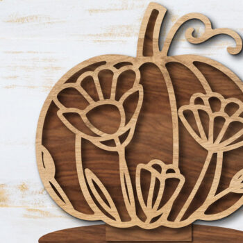 Intra απο ξύλο plywood 3mm-4mm πάχος - Floral Pumpkin Laser Cut Δίασταση 20x20 cm INTRAFABR-105560170 - Image 1