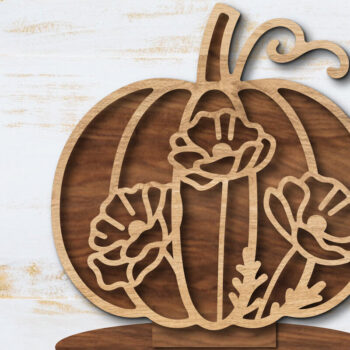 Intra απο ξύλο plywood 3mm-4mm πάχος - Floral Pumpkin Laser Cut Δίασταση 20x20 cm INTRAFABR-105560178 - Image 1