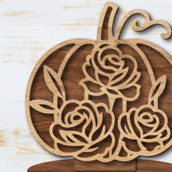 Intra απο ξύλο plywood 3mm-4mm πάχος - Floral Pumpkin Laser Cut Δίασταση 20x20 cm INTRAFABR-105560194 - Image 1