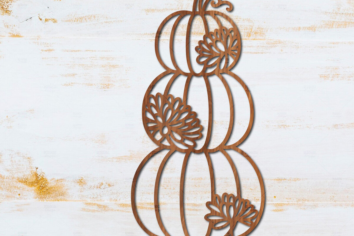 Intra απο ξύλο plywood 3mm-4mm πάχος - Floral Pumpkin Laser Cut  Δίασταση 15x15 cm INTRAFABR-105689300