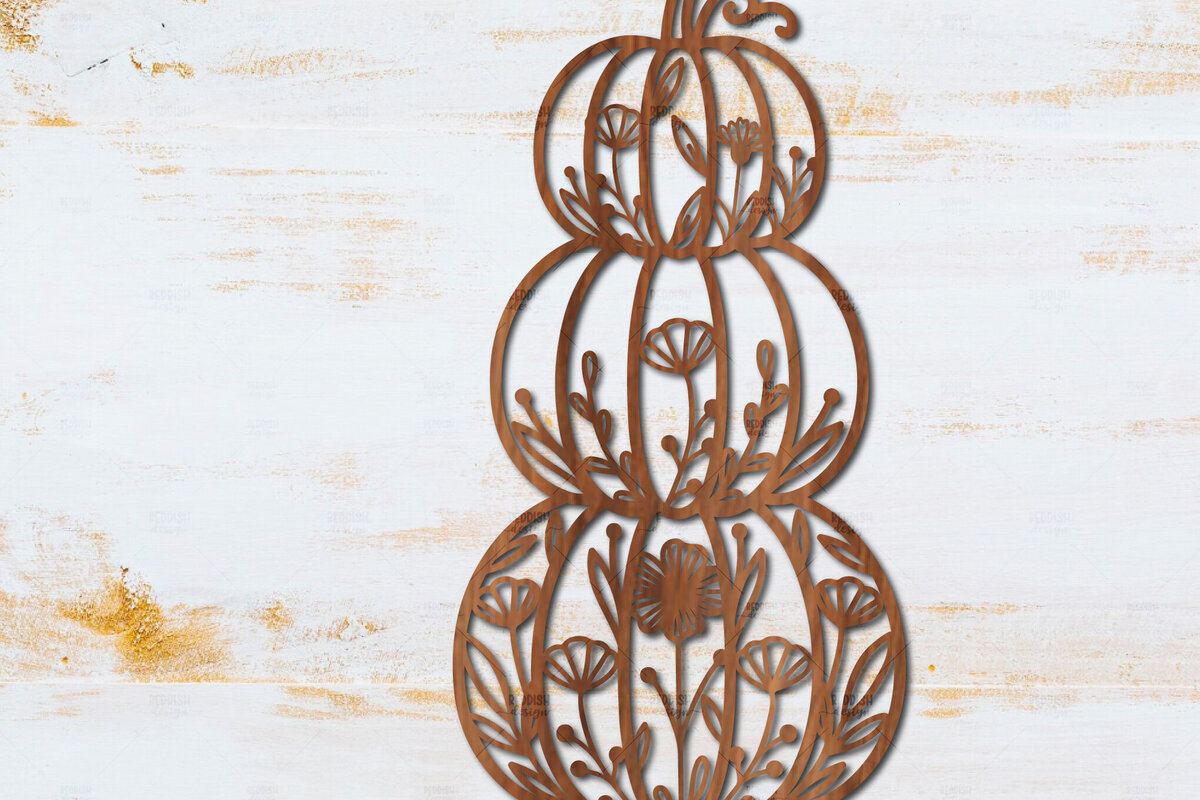 Intra απο ξύλο plywood 3mm-4mm πάχος - Floral Pumpkin Laser Cut  Δίασταση 15x15 cm INTRAFABR-105689324