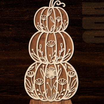 Intra απο ξύλο plywood 3mm-4mm πάχος - Floral Pumpkin Laser Cut  Δίασταση 20x20 cm INTRAFABR-105745116 - Image 1