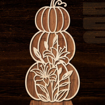Intra απο ξύλο plywood 3mm-4mm πάχος - Floral Pumpkin Laser Cut  Δίασταση 20x20 cm INTRAFABR-105745182 - Image 1
