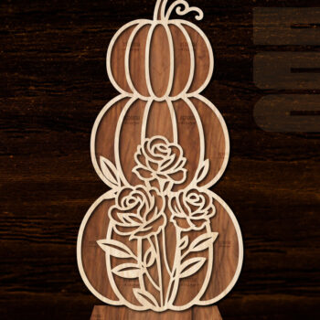 Intra απο ξύλο plywood 3mm-4mm πάχος - Floral Pumpkin Laser Cut Δίασταση 20x20 cm INTRAFABR-105745260 - Image 1