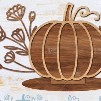 Intra απο ξύλο plywood 3mm-4mm πάχος - Floral Pumpkin Laser Cut  Δίασταση 15x15 cm INTRAFABR-104672338 - Image 1