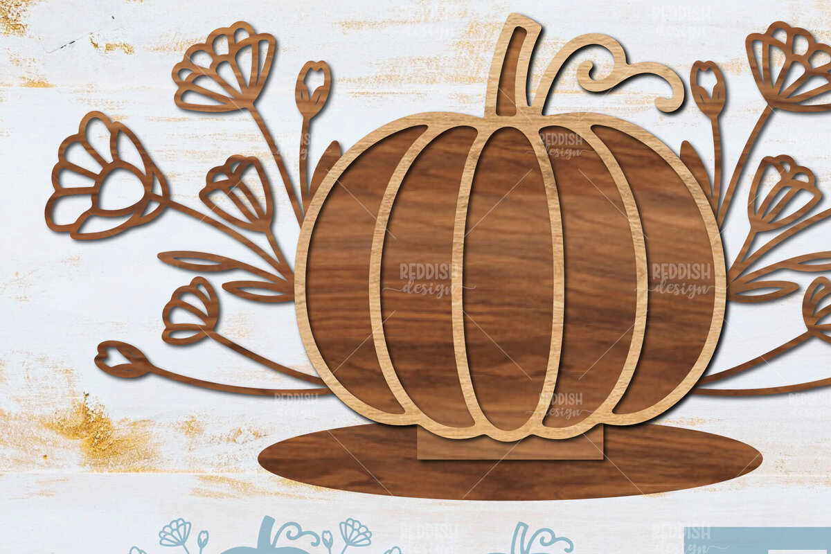 Intra απο ξύλο plywood 3mm-4mm πάχος - Floral Pumpkin Laser Cut  Δίασταση 15x15 cm INTRAFABR-104672338