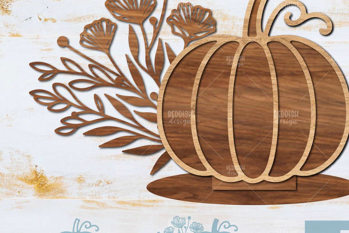 Intra απο ξύλο plywood 3mm-4mm πάχος - Floral Pumpkin Laser Cut  Δίασταση 15x15 cm INTRAFABR-104672414