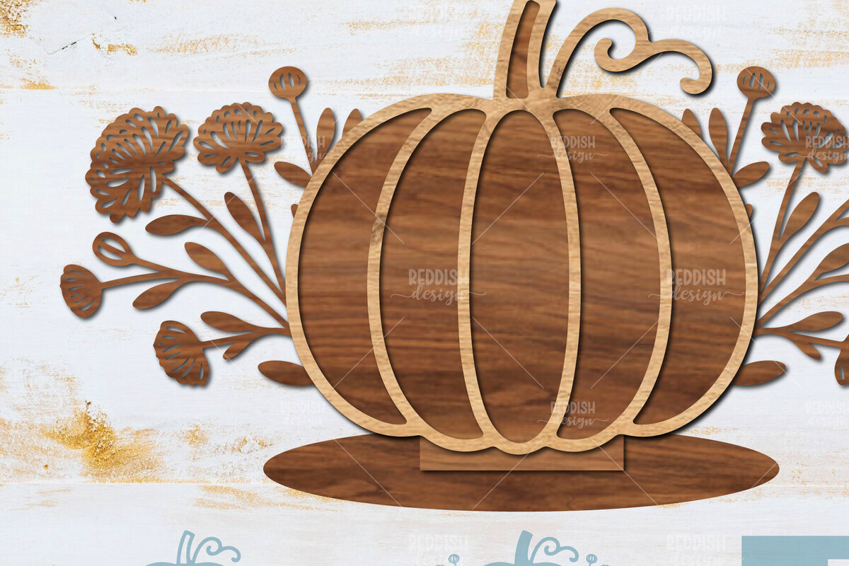 Intra απο ξύλο plywood 3mm-4mm πάχος - Floral Pumpkin Laser Cut  Δίασταση 15x15 cm INTRAFABR-104672460