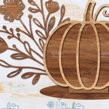Intra απο ξύλο plywood 3mm-4mm πάχος - Floral Pumpkin Laser Cut  Δίασταση 15x15 cm INTRAFABR-104672484 - Image 1