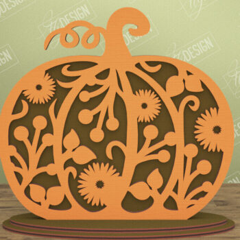 Intra απο ξύλο plywood 3mm-4mm πάχος - Floral κολοκύθα | Στολίδια κολοκύθας | CNC Δίασταση 6x6 cm INTRAFABR-105278054 - Image 1