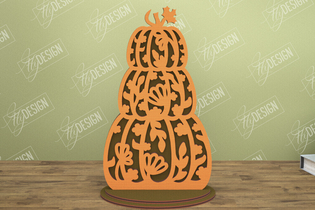 Intra απο ξύλο plywood 3mm-4mm πάχος - Floral κολοκύθα | Στολίδια κολοκύθας | CNC Δίασταση 6x6 cm INTRAFABR-105278087