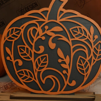 Intra απο ξύλο plywood 3mm-4mm πάχος - Floral κολοκύθα | Στολίδια κολοκύθας | CNC Δίασταση 6x6 cm INTRAFABR-104363993 - Image 1