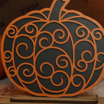 Intra απο ξύλο plywood 3mm-4mm πάχος - Floral κολοκύθα | Στολίδια κολοκύθας | CNC Δίασταση 6x6 cm INTRAFABR-104364030 - Image 1