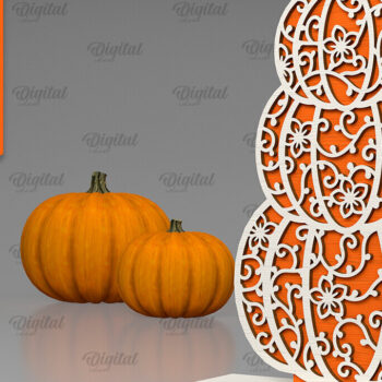 Intra απο ξύλο plywood 3mm-4mm πάχος - Πακέτο κοπής με λέιζερ Floral Pumpkins Δίασταση 15x15 cm INTRAFABR-103310723 - Image 2
