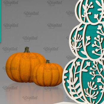 Intra απο ξύλο plywood 3mm-4mm πάχος - Πακέτο κοπής με λέιζερ Floral Pumpkins Δίασταση 15x15 cm INTRAFABR-103310723 - Image 3