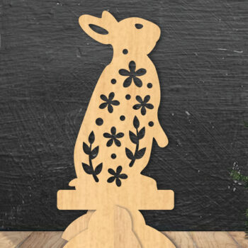 Intra απο ξύλο plywood 3mm-4mm πάχος - Floral Rabbit Laser Cut Decor Home  1 Δίασταση 20x20 cm INTRAFABR-112342905 - Image 1