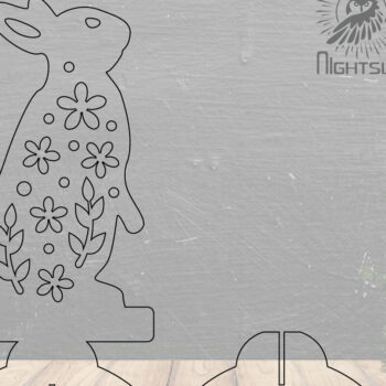 Intra απο ξύλο plywood 3mm-4mm πάχος - Floral Rabbit Laser Cut Decor Home  1 Δίασταση 20x20 cm INTRAFABR-112342905 - Image 2