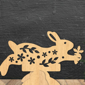 Intra απο ξύλο plywood 3mm-4mm πάχος - Floral Rabbit Laser Cut Decor Home  2 Δίασταση 20x20 cm INTRAFABR-112342927 - Image 1