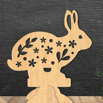 Intra απο ξύλο plywood 3mm-4mm πάχος - Floral Rabbit Laser Cut Decor Home  4 Δίασταση 20x20 cm INTRAFABR-112343012 - Image 1