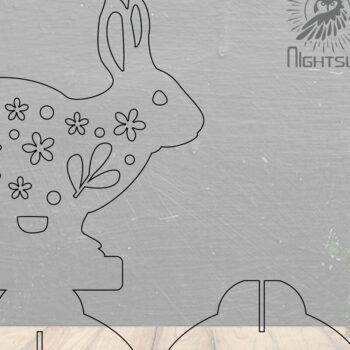 Intra απο ξύλο plywood 3mm-4mm πάχος - Floral Rabbit Laser Cut Decor Home  4 Δίασταση 20x20 cm INTRAFABR-112343012 - Image 2