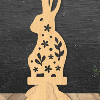 Intra απο ξύλο plywood 3mm-4mm πάχος - Floral Rabbit Laser Cut Decor Home  6 Δίασταση 20x20 cm INTRAFABR-112343110 - Image 1