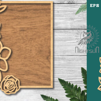 Intra απο ξύλο plywood 3mm-4mm πάχος - Floral ορθογώνιο σημάδι κοπής λέιζερ 2 Δίασταση 20x20 cm INTRAFABR-120035681 - Image 1