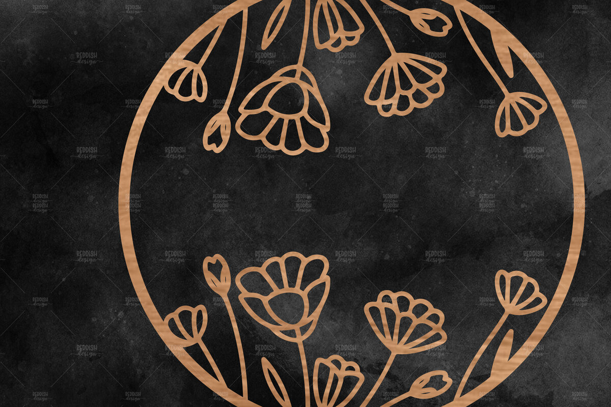 Intra απο ξύλο plywood 3mm-4mm πάχος - Floral στρογγυλή πινακίδα  Δίασταση 30x20 cm INTRAFABR-116341119