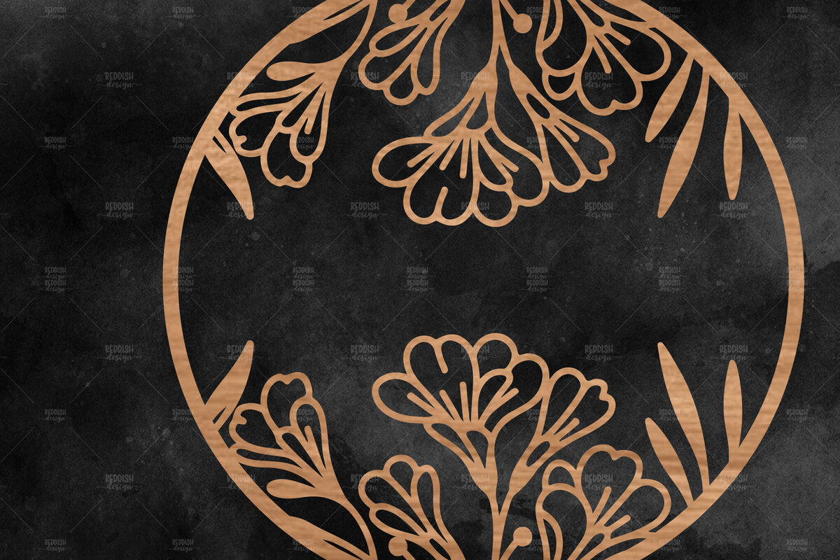 Intra απο ξύλο plywood 3mm-4mm πάχος - Floral στρογγυλή πινακίδα  Δίασταση 30x20 cm INTRAFABR-116219138