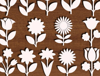 Intra απο ξύλο plywood 3mm-4mm πάχος - Floral Silhouette Mega Bundle  1630 Δίασταση 20x20 cm INTRAFABR-122698705 - Image 2
