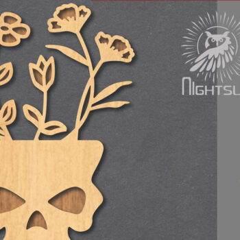 Intra απο ξύλο plywood 3mm-4mm πάχος - Floral Skull Cut Laser Decoration 3 Δίασταση 15x15 cm INTRAFABR-123187744 - Image 1