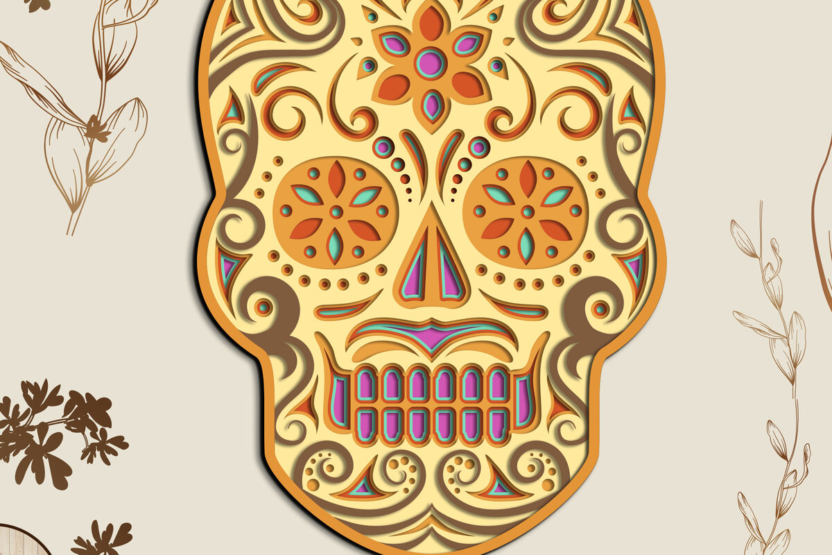 Intra απο ξύλο plywood 3mm-4mm πάχος - Floral Skull πολυστρωματικό πάνελ τοίχου Δίασταση 2x12 cm INTRAFABR-105358887