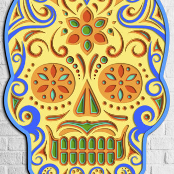 Intra απο ξύλο plywood 3mm-4mm πάχος - Floral Skull πολυστρωματικό πάνελ τοίχου Δίασταση 2x12 cm INTRAFABR-105358887 - Image 2