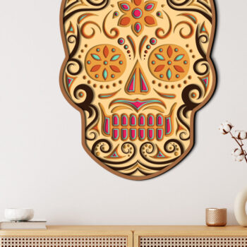 Intra απο ξύλο plywood 3mm-4mm πάχος - Floral Skull πολυστρωματικό πάνελ τοίχου Δίασταση 2x12 cm INTRAFABR-105358887 - Image 6