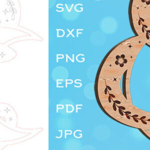 Intra απο ξύλο plywood 3mm-4mm πάχος - Κόψιμο με λέιζερ Floral Snake and Crescent Moon Δίασταση 30x20 cm INTRAFABR-100854522