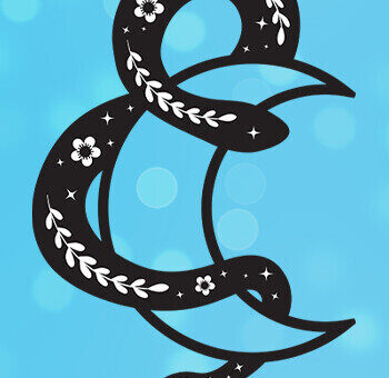 Intra απο ξύλο plywood 3mm-4mm πάχος - Κόψιμο με λέιζερ Floral Snake and Crescent Moon Δίασταση 30x20 cm INTRAFABR-100854522 - Image 2