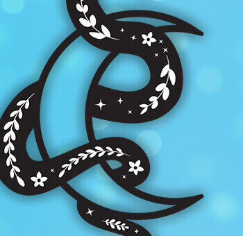 Intra απο ξύλο plywood 3mm-4mm πάχος - Floral Snake with Crescent Moon Δίασταση 30x20 cm INTRAFABR-100854531 - Image 2