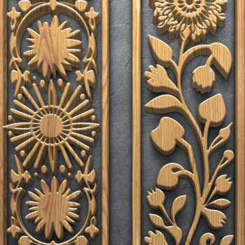 Intra απο ξύλο plywood 3mm-4mm πάχος - Μοτίβα κοπής με λουλούδια λωρίδες με λέιζερ Δίασταση 3200x7200 cm INTRAFABR-124783745 - Image 2