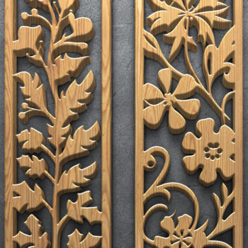 Intra απο ξύλο plywood 3mm-4mm πάχος - Μοτίβα κοπής με λουλούδια λωρίδες με λέιζερ Δίασταση 3200x7200 cm INTRAFABR-124783745 - Image 3