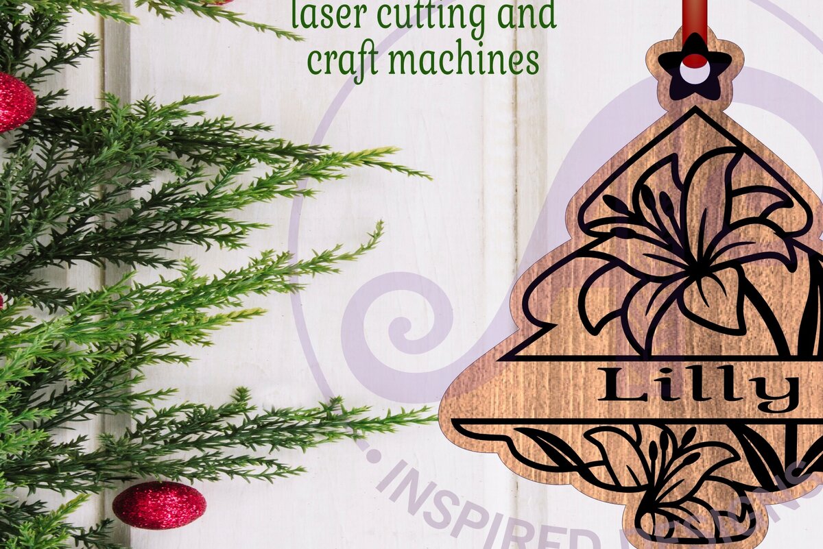 Intra απο ξύλο plywood 3mm-4mm πάχος - Floral Tree Χριστουγεννιάτικο Στολίδι  Laser Δίασταση 6x6 cm INTRAFABR-103826846